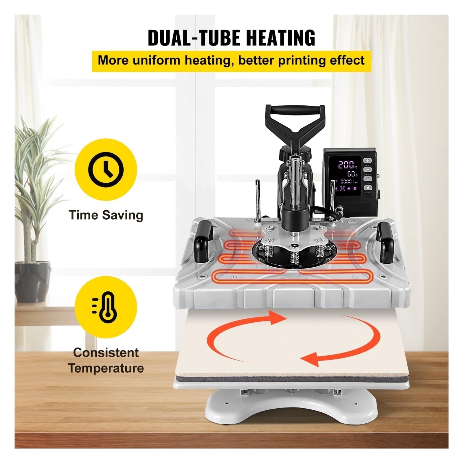 Máquina de prensado en caliente 8-1 10 en 1, sublimación de diseño abatible de 360 ​​grados, rojo, negro, blanco, 12x15 pulgadas, for tapa y taza(8-1 Red)