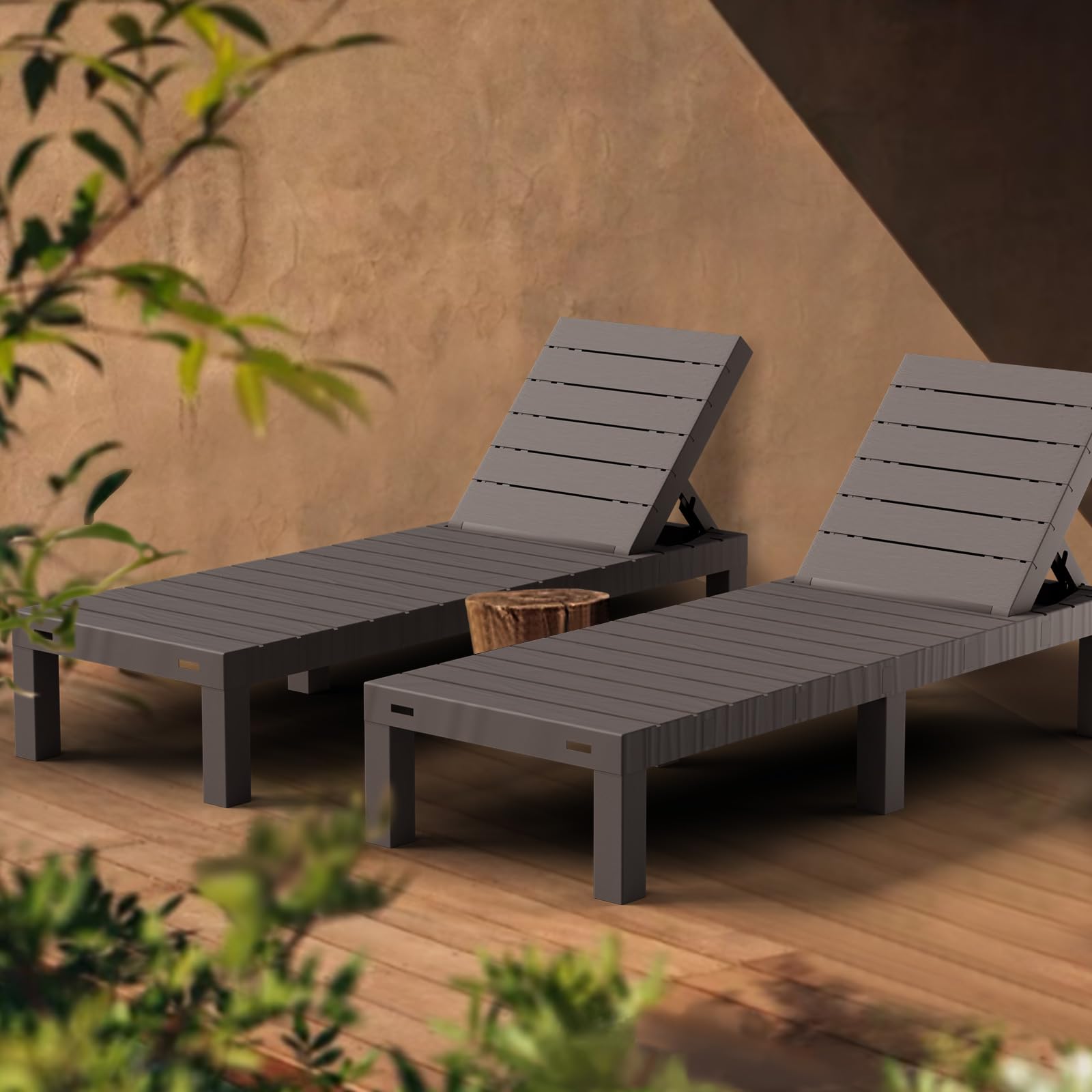 Luxirest Set di 2 Lettini Prendisole, Chaise Longue da Giardino per Esterno – Schienale Regolabile – con Cuscino – Marrone