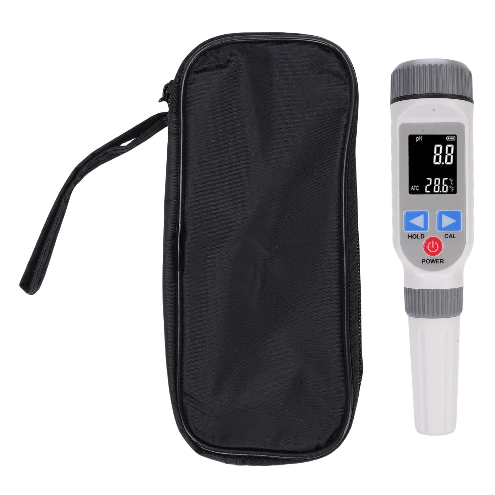 Tester Portatile PH Meter con Alta Precisione 0,05 per Test di qualità Dell'acqua in Acquacoltura e Ricerca Alimentare, ABS, LCD Rosso Bianco