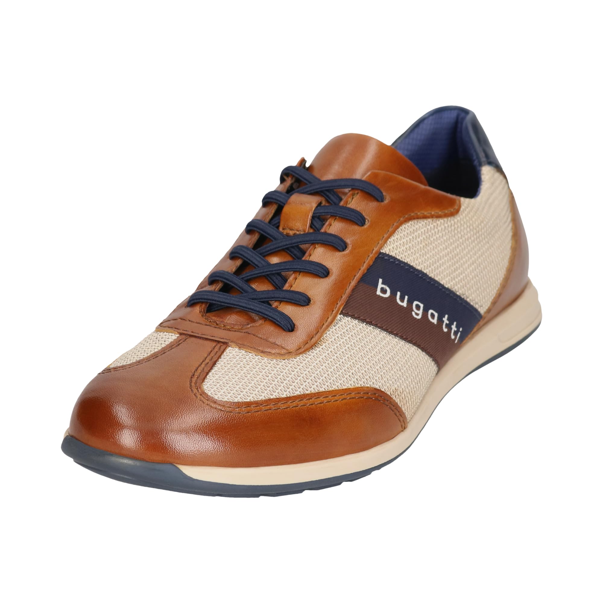 Bugatti Schnürstiefel – Cognac/Beige, 43 EU – Schnürhalbschuhe, Budapester Style