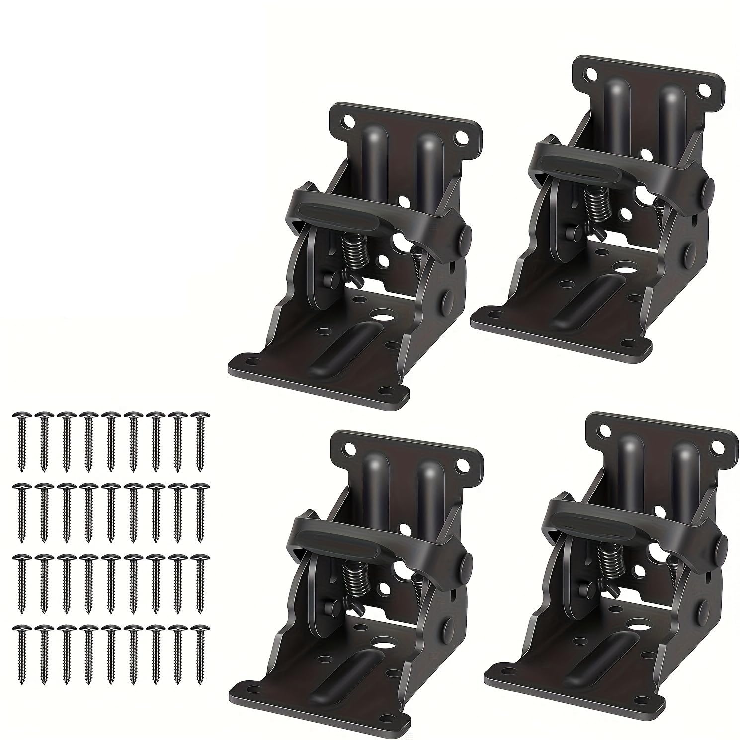 Dmlayhp Black 4Pcs Foldable Bracket Folding Locking Hinge Lock Extension Support Self-Lock Hinge With Screws(Black)
