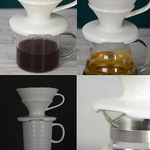 Miniatura 3 de Somark Cafetera de cerámica con filtro de cono #2 con bandeja de goteo de madera