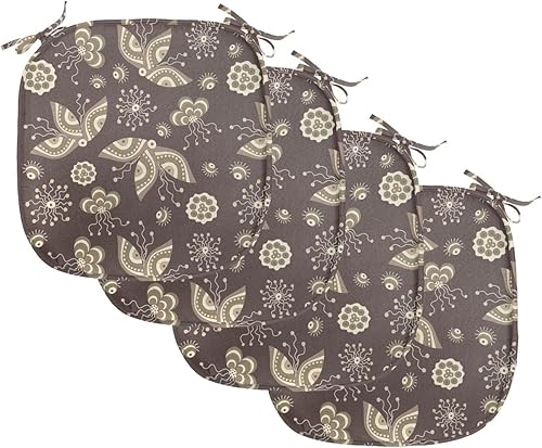 Vista 82 de Lunarable Orient - Cojín de asiento para silla, curlicues florales orientales con elementos artísticos venecianos, hojas de follaje, damasco a