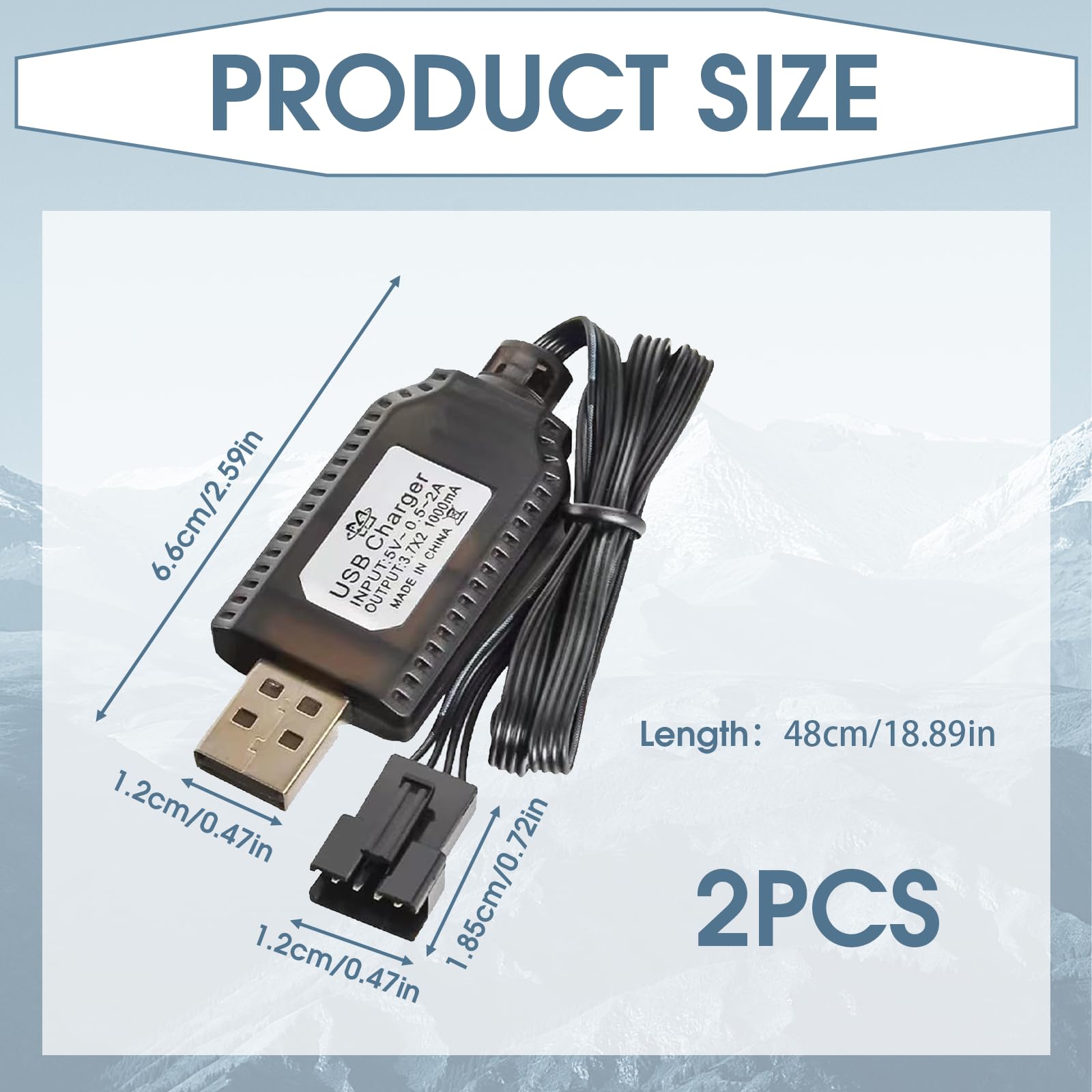 2SZT. 7,4 V USB kabel ładujący z łącznikiem SM-4P, kabel ładujący RC do akumulatora LiPo Plug Zabawki Efektywne ładowanie Kompatybilne z samochodem, łodzią, samolotem, dronem i innymi sterowanymi