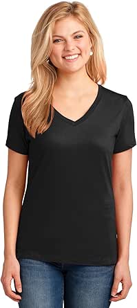 PORT AND COMPANY 54oz 100% Cotton V-Neck Tshirt (LPC54V) Jet Black, XL ...