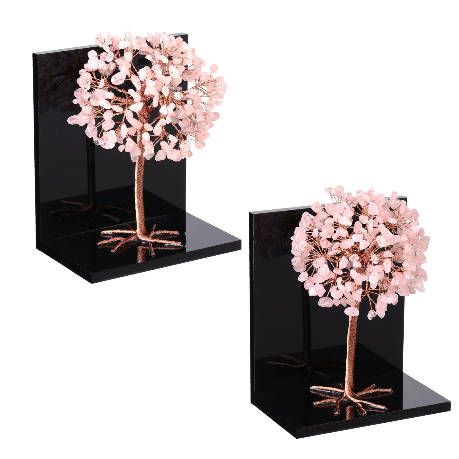 Serre-livres en quartz rose naturel, pierres de collection polies