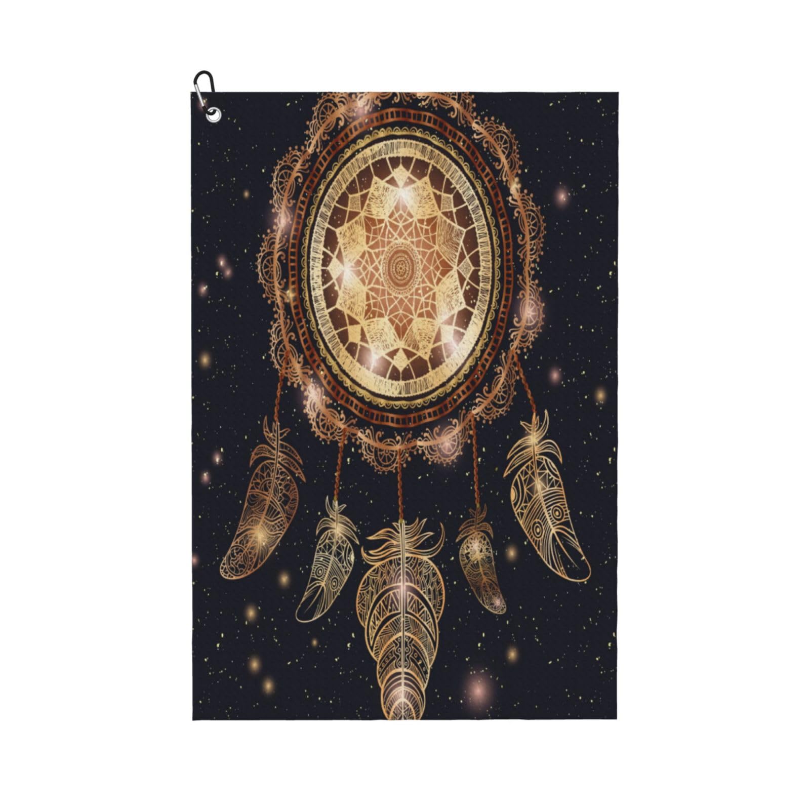 AOOEDM Dreamcatcher with Mandala Print Golf Towel with Carabiner Clip Absorbent Microfiber Golf Towel for Cleaning Golf Ball Club Putter Iron for Golf Bag Trolly Belt Loop 16" X 24"