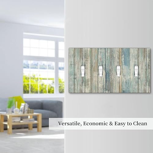 Miniatura 327 de Placa de pared dúplex de receptáculo de dispositivo de 1 gang de madera envejecida blanca gris con veta de tablón, cubierta de enchufe eléctrico de
