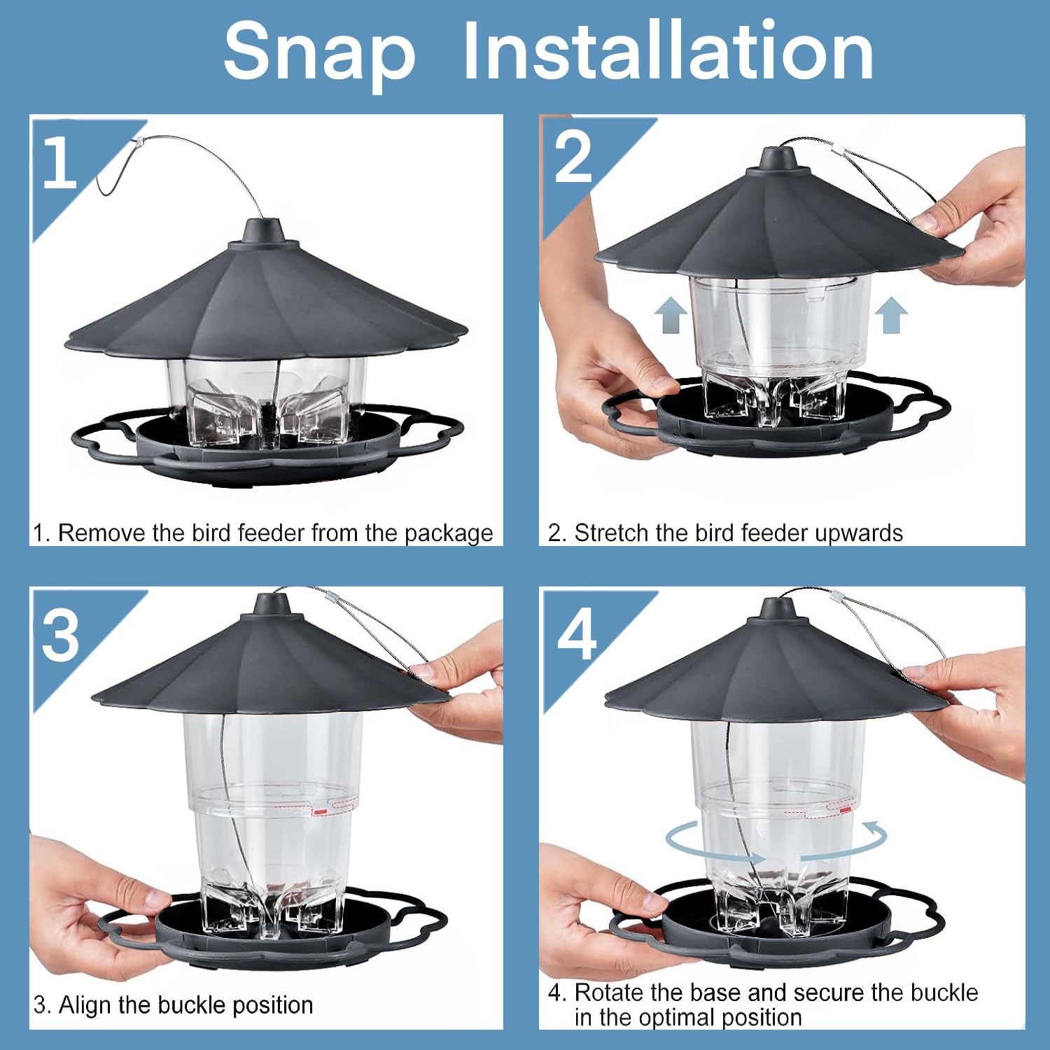 WLLKOO Bird Feeder, Bird Feeders for Outside Outdoors Hanging Birds Feeder Adjustable Feeder with Sturdy Wire and Roof - Image 4