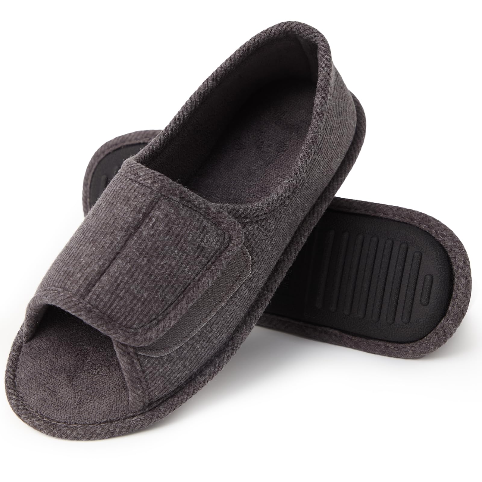 Magtoe Men’s &amp; Women’s Open-Toe Adjustable Memory Foam Slippers, Comfy and Breathable House Shoes for Indoor/Outdoor