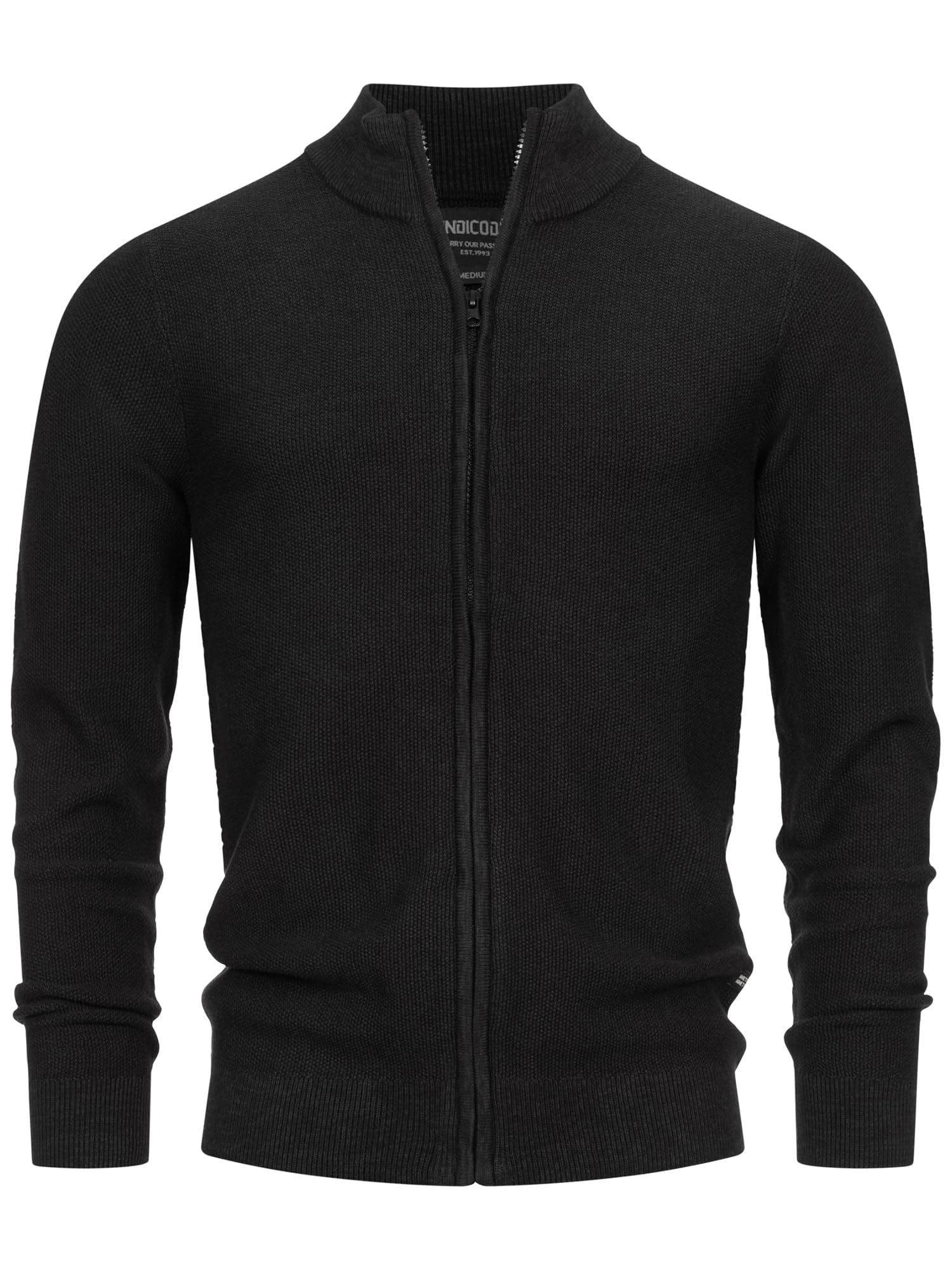 Indicode Herren INWestmoon Strickjacke mit Stehkragen | Fein-Strick Cardigan aus Baumwollgemisch