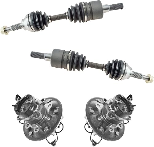 TRQ Juego de 4 piezas de dirección con ejes de eje CV y conjuntos de rodamientos de cubo de rueda para Chevy Colorado 4x4 2004-2008 GMC Canyon 4x4