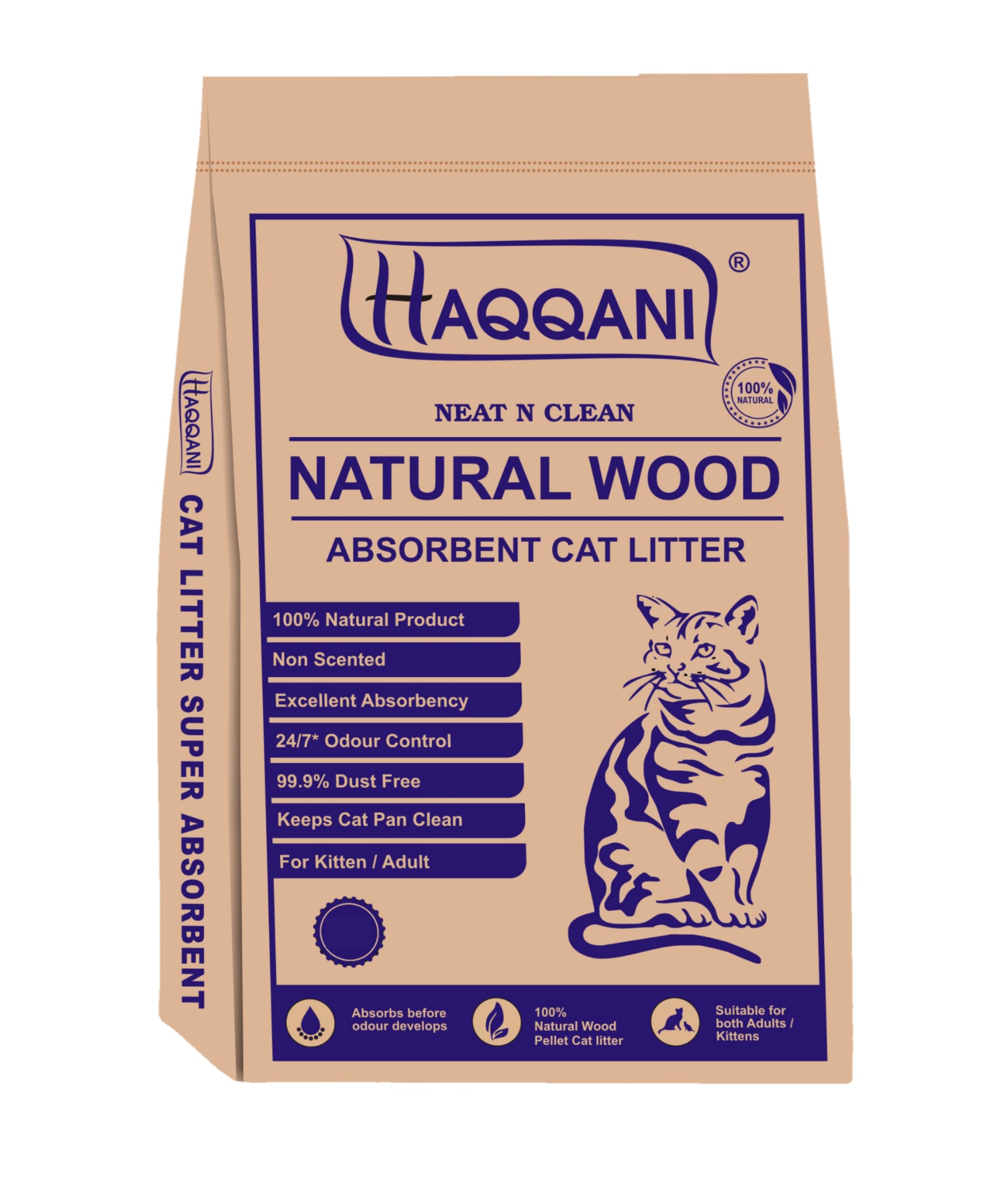 Buy Haqqani Natural Wood Cat Litter with Super Absorbency (Natural Wood