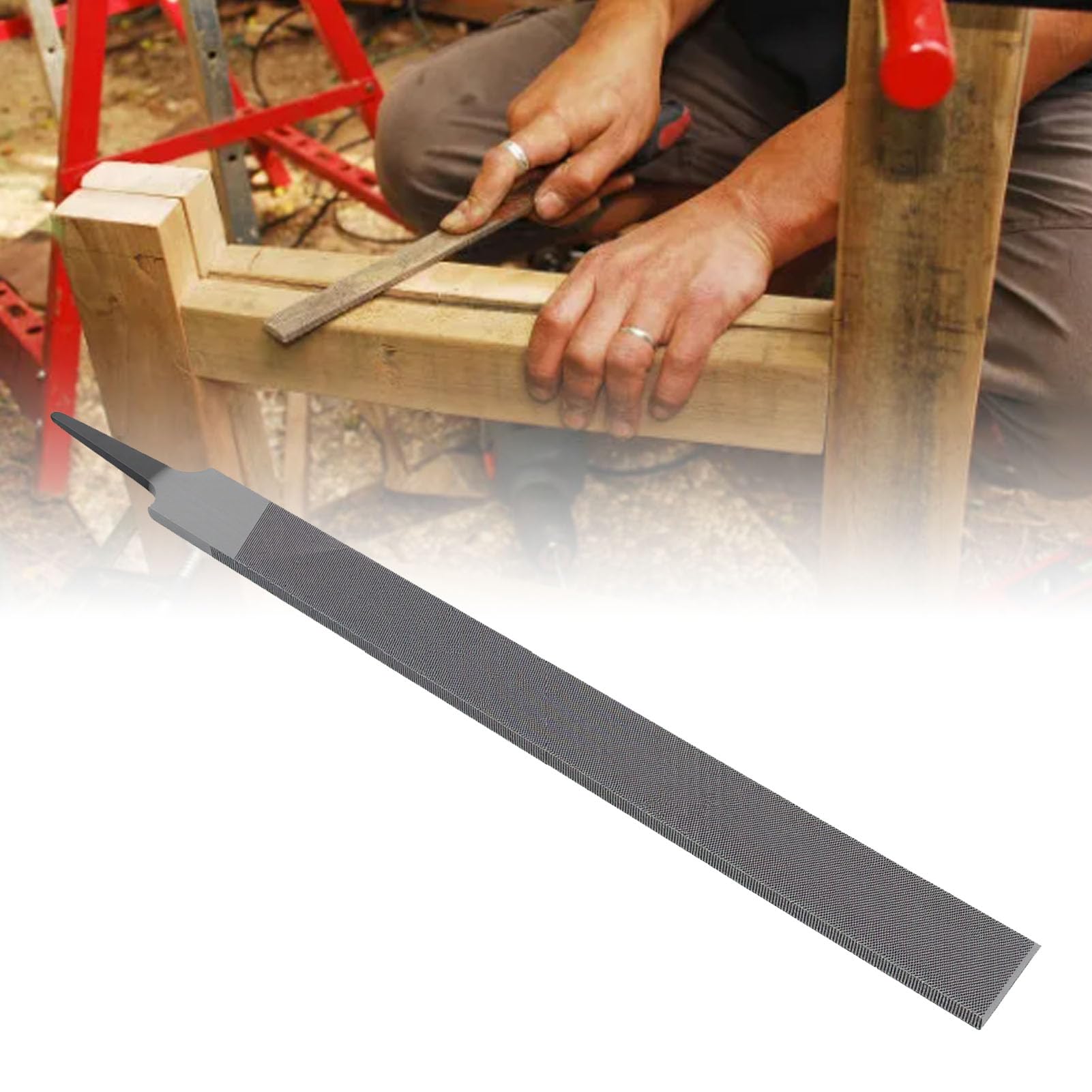 Fafeicy Lima de Escofina Manual Plana de Acero con Alto Contenido de Carbono T12 de 250 Mm, Herramienta Duradera de Doble Corte para Madera, Metal y Plástico (Gruesa 10PCS)