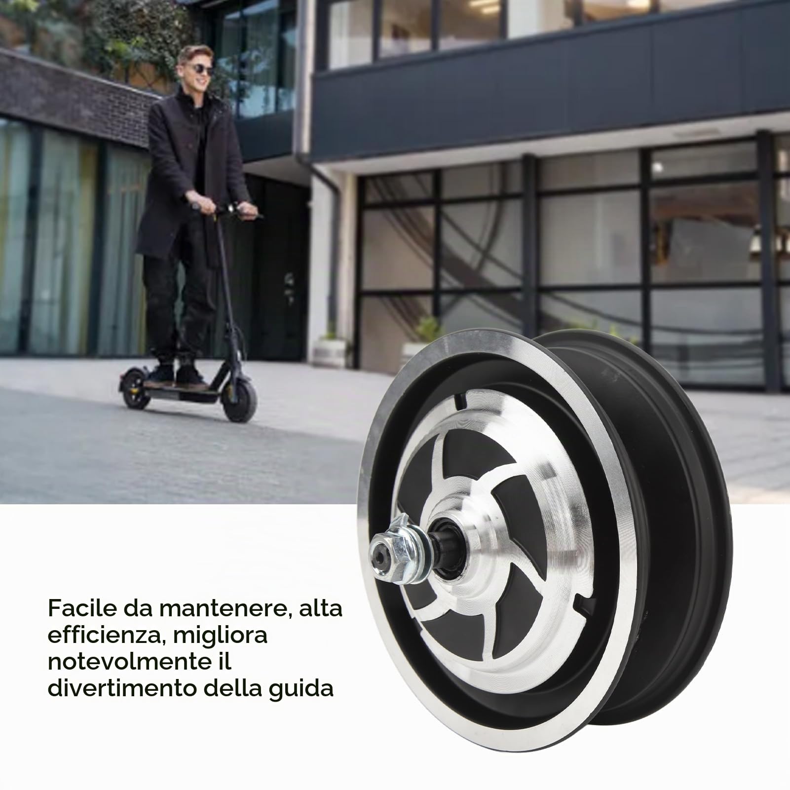 BuyWeek Motore del Mozzo dello Scooter Elettrico, 10 Pollici 48V 800W Motore Mozzo Ruota in Alluminio Senza Spazzola Impermeabile Accessori per Scooter