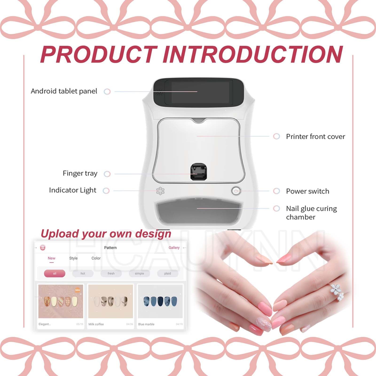Macchina per Nail Art con Controllo Touch, Caricamento Tramite Connessione Cellulare, Stampa E Asciugatura in Un Unico Dispositivo, Display da 5 Pollici, per Centri Estetici