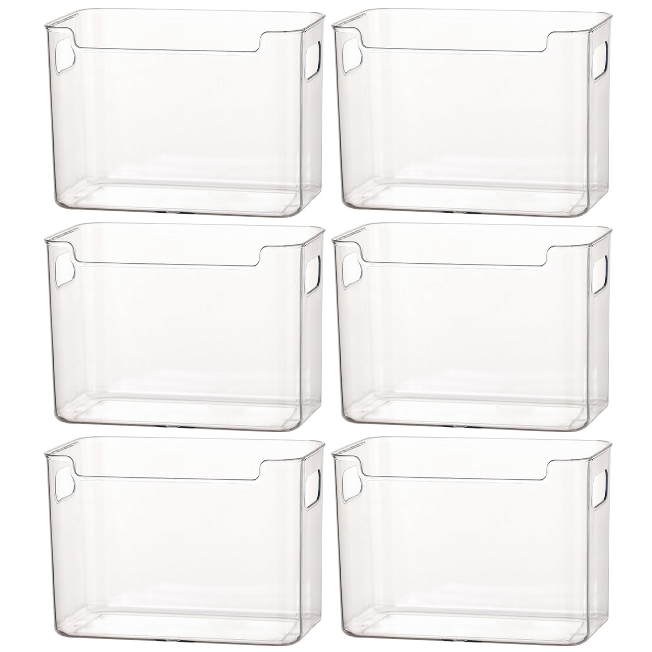 Gemuseeee Refrigerator Storage Bins, 6 Pack Transparent Freezer Storage Bins, Plastic Fridge Organizer, Large Side Door Containers Refrigerator, Freezer, Organizer