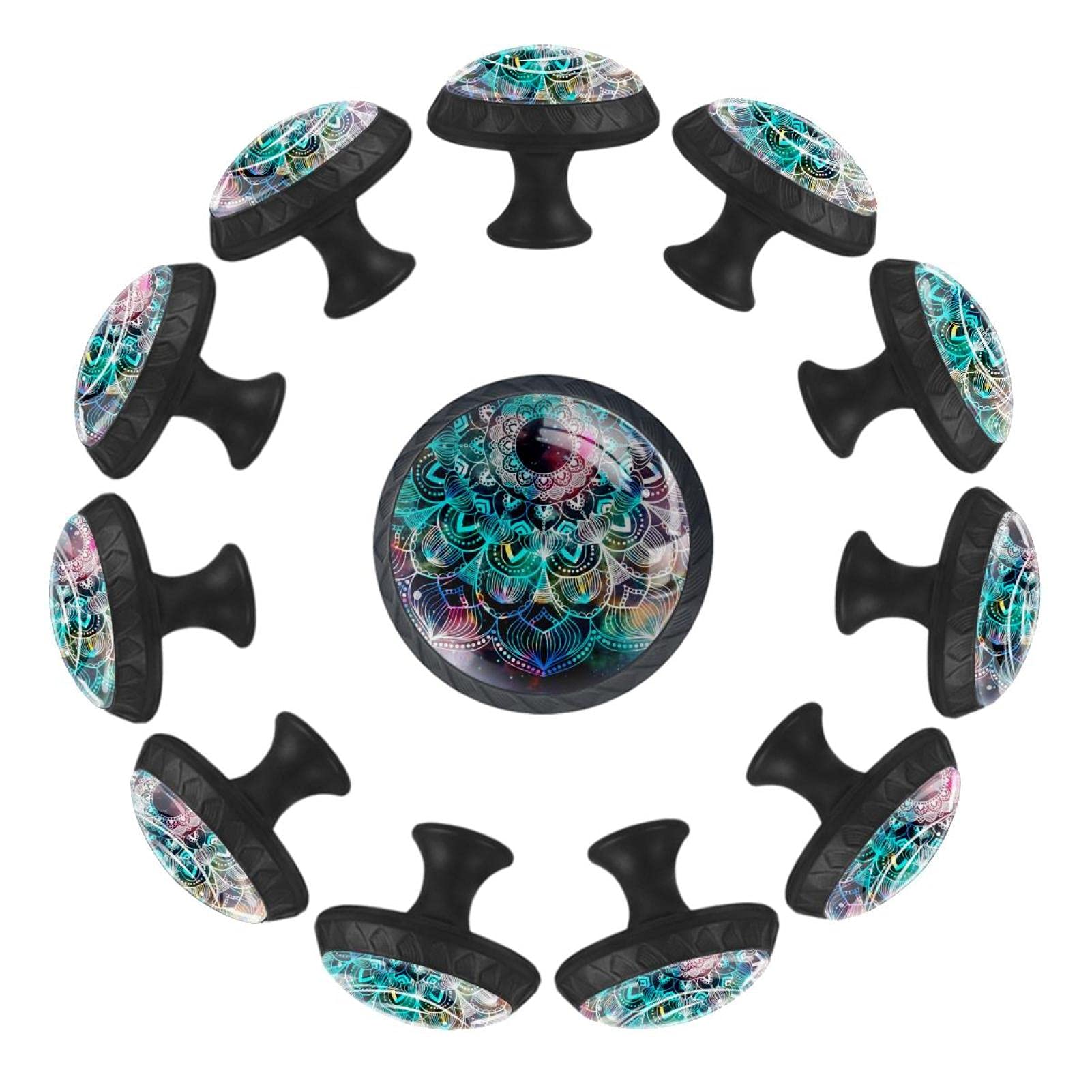 Boutons de tiroir ronds pour crèche et chambre d'enfant au motif mandala féerique