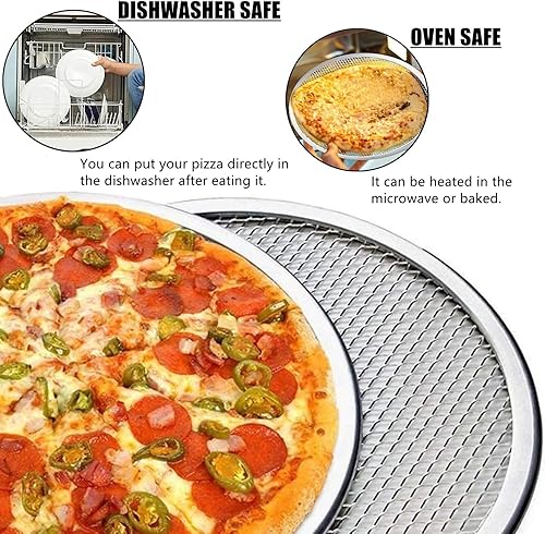 Miniatura 3 de RHBLME Paquete de 3 pantallas para hornear pizzas de aleación de aluminio, pantalla de pizza de 12 pulgadas, pantalla de hornear de grado