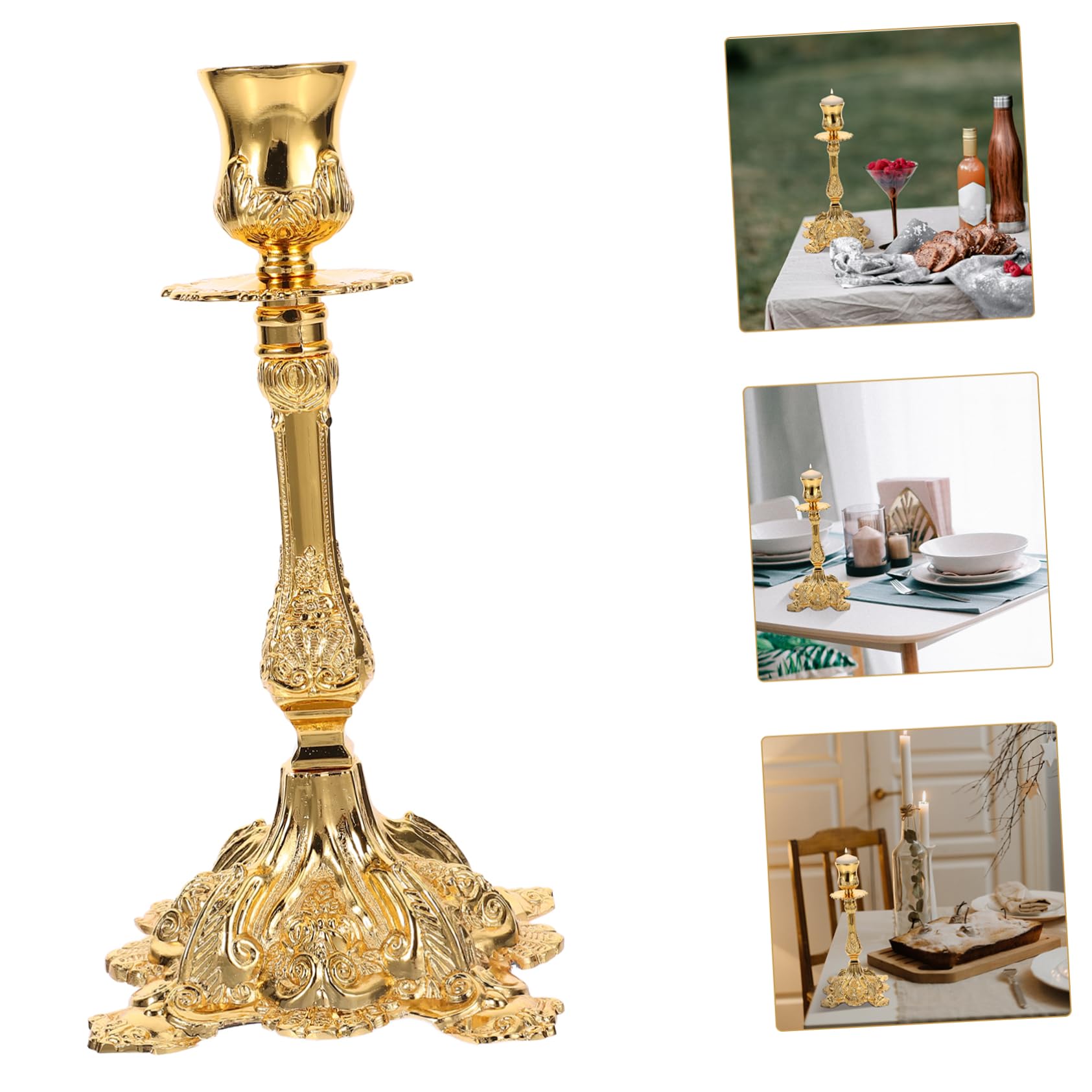 Candelabro Shabbat Vintage in Lega di Zinco, Oro, Regalo
