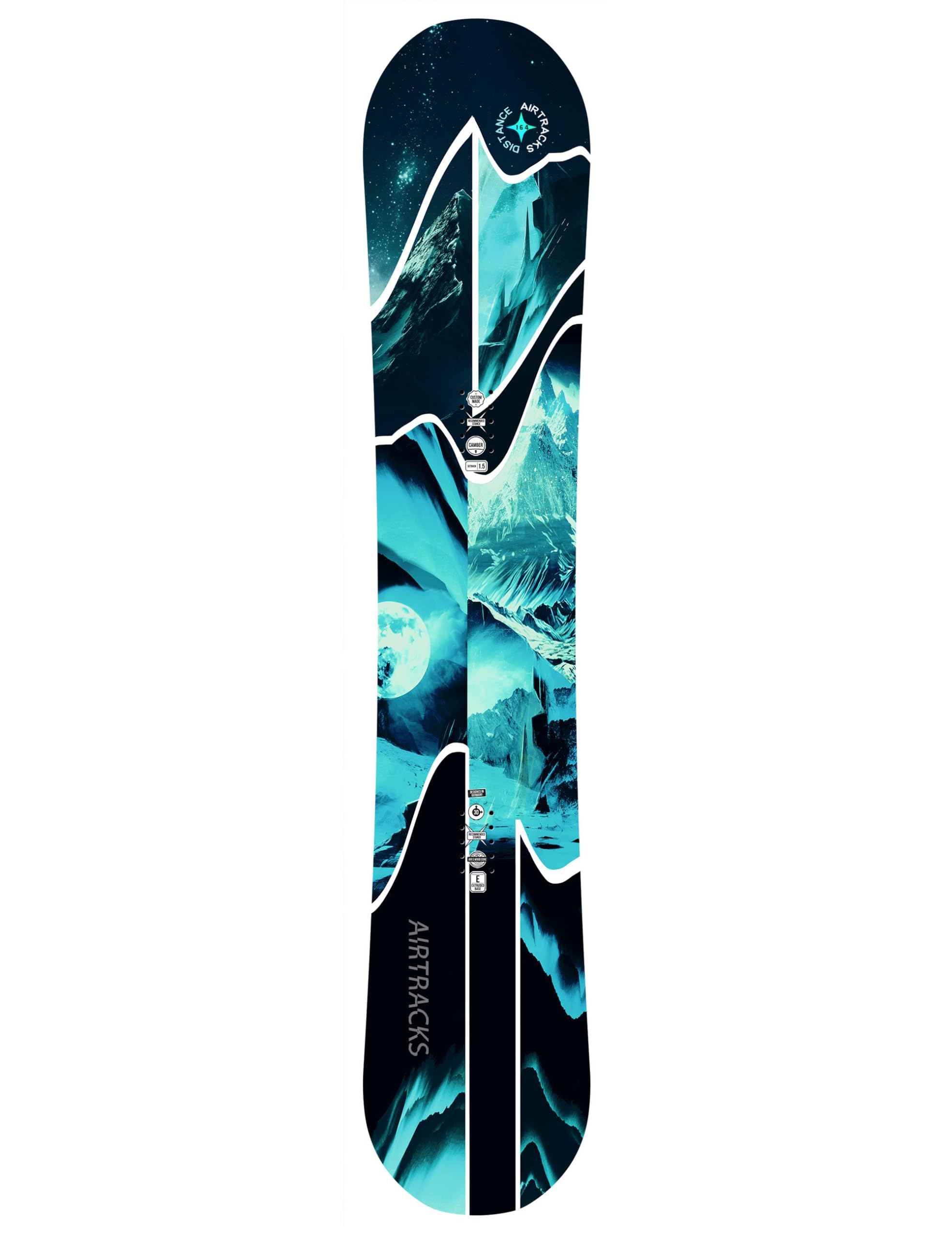Airtracks Kit de snowboard - Distance Snowboard Wide Hybrid Rocker + fixations Master Fastec + sac de snowboard 150, 157, 159, 162 cm
