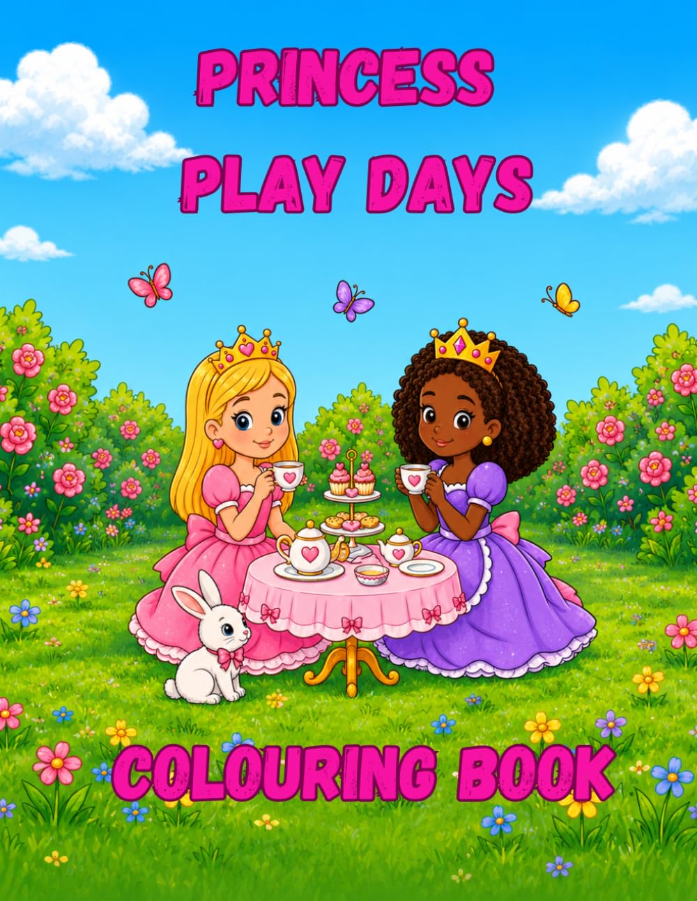 Princess Play Days Colouring Book: Cute Princesses Having Fun Every Day. For kids 4-8