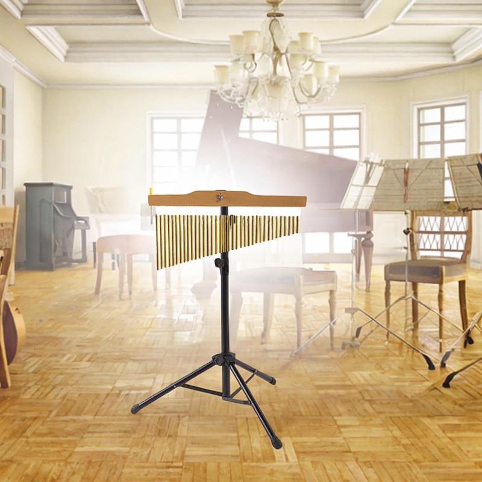 Campana Musical Chimes Percusión Instrumento con Barra Y Soporte Ajustable Material Resistente para Clase Práctica Personal Escenario Especia, Oro, 25 Notas