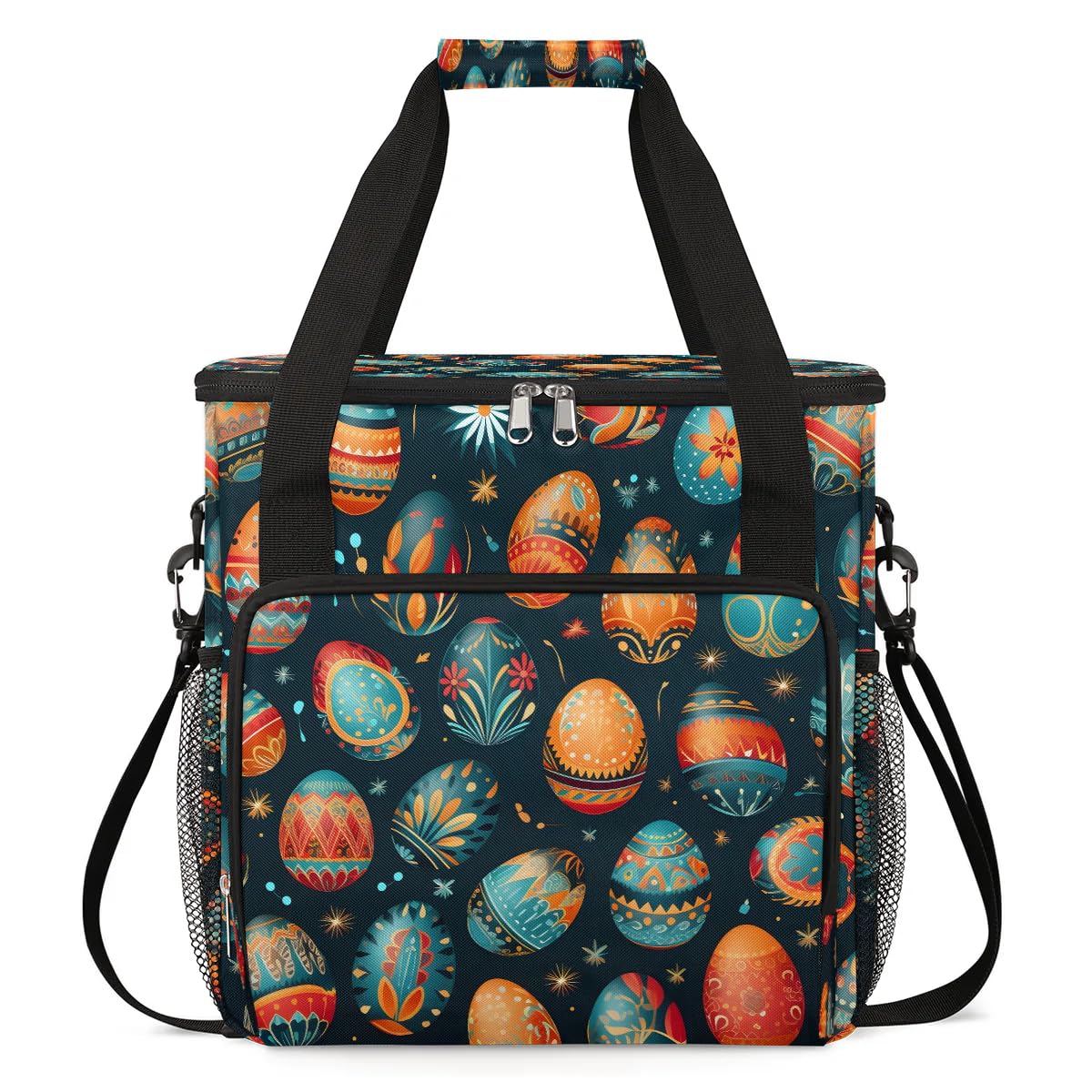 Coffee Maker Carring Bag Colored Easter Eggs Travel Carrying Storage Tote Bag Compatible with Keurig K-Mini or K-Mini Plus Portable Single Serve Coffee Brewer Case with Pockets for K-cup Pods