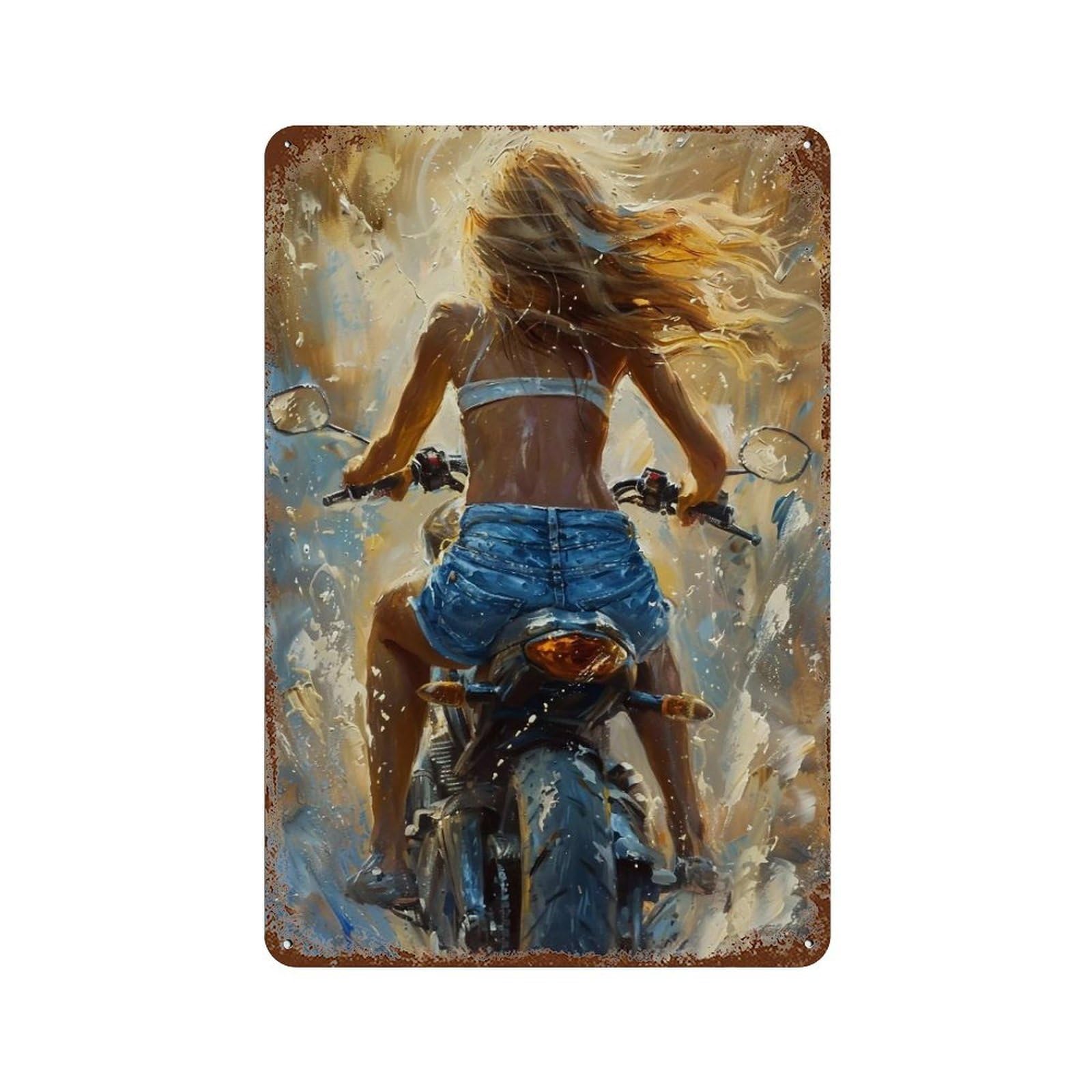 FHUYEURHRY Motorcycle Rider 03 Wall Decor Retro Iron Vintage Art Metal Tin Sign Poster Modern Home Cofffee Club Art Bar Shop Decorations Style 30x20cm