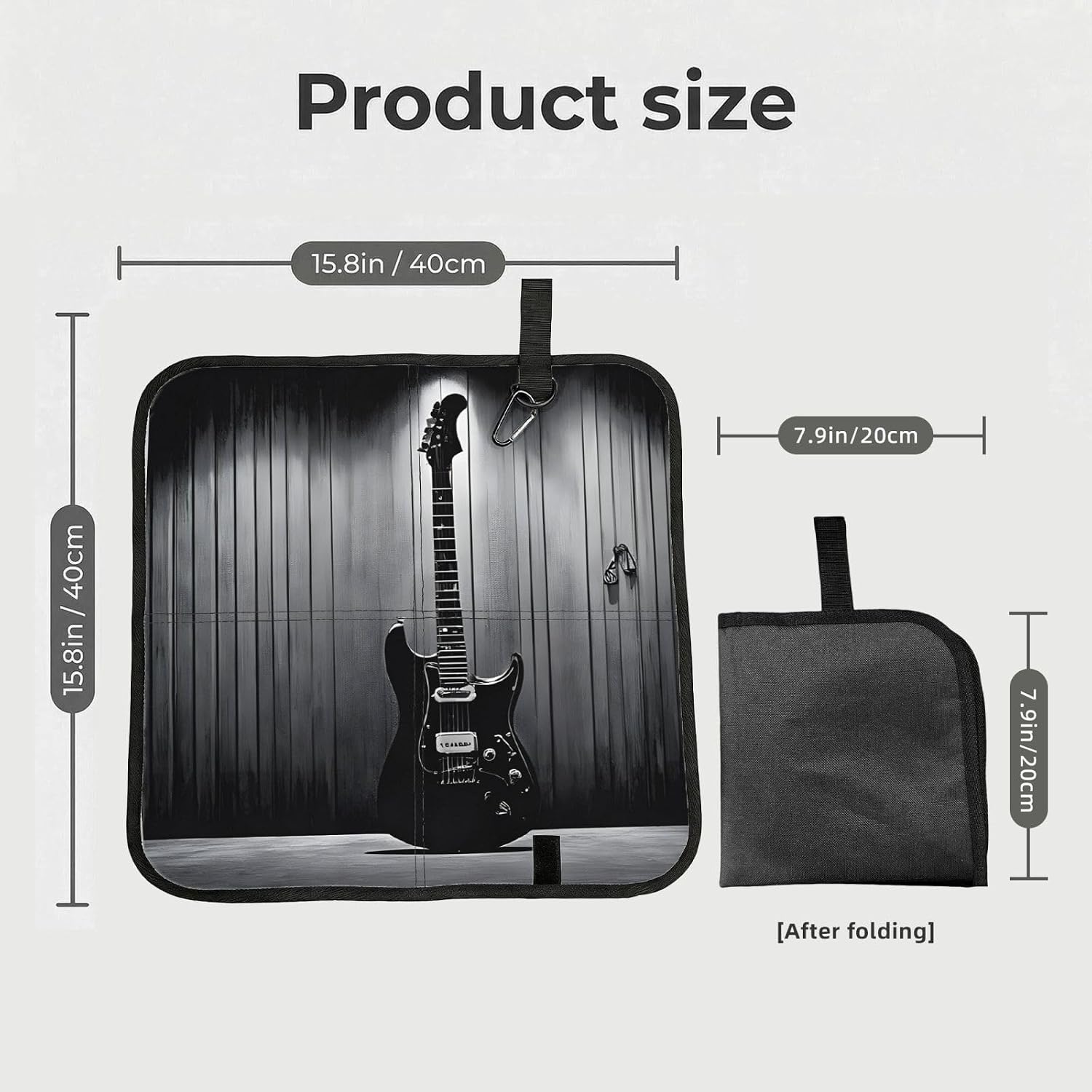 (Electric Guitar) Sitting Pad Foldable Seat Cushion Lightweight Camping Seat Mat with Hook for Outdoor Hiking Picnic Camping