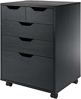 Winsome Halifax Mobile Storage Cabinet with Bins & Drawers - Black Home Office Organizer on Locking Wheels