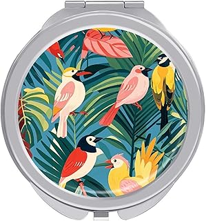 Portable Travel Makeup Mirror, Tropical Birds...