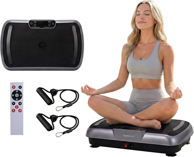Vibration Plate Exercise Machine, Vibrating Plate for Lymphatic Drainage Weight Loss, Full Body Shake Plate with Resistance Bands, Vibration Board for Wellness Home Gyms Workout Gifts