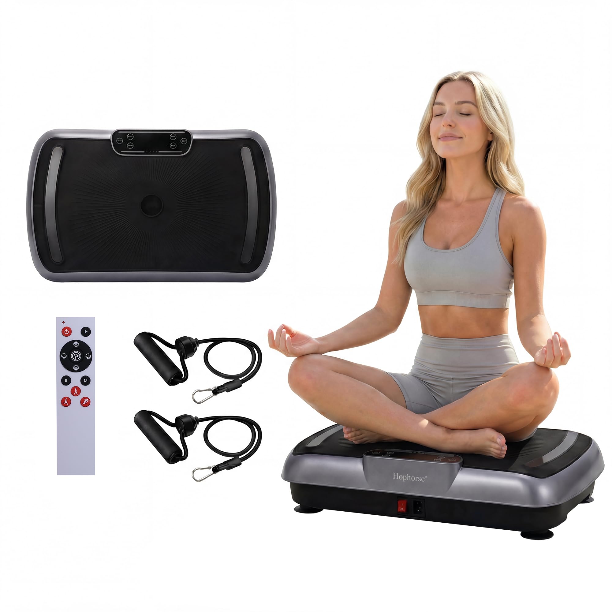 Vibration Plate Exercise Machine Vibrating Plate for Lymphatic Drainage Weight Loss Full Body Shake Plate with Resistance Bands