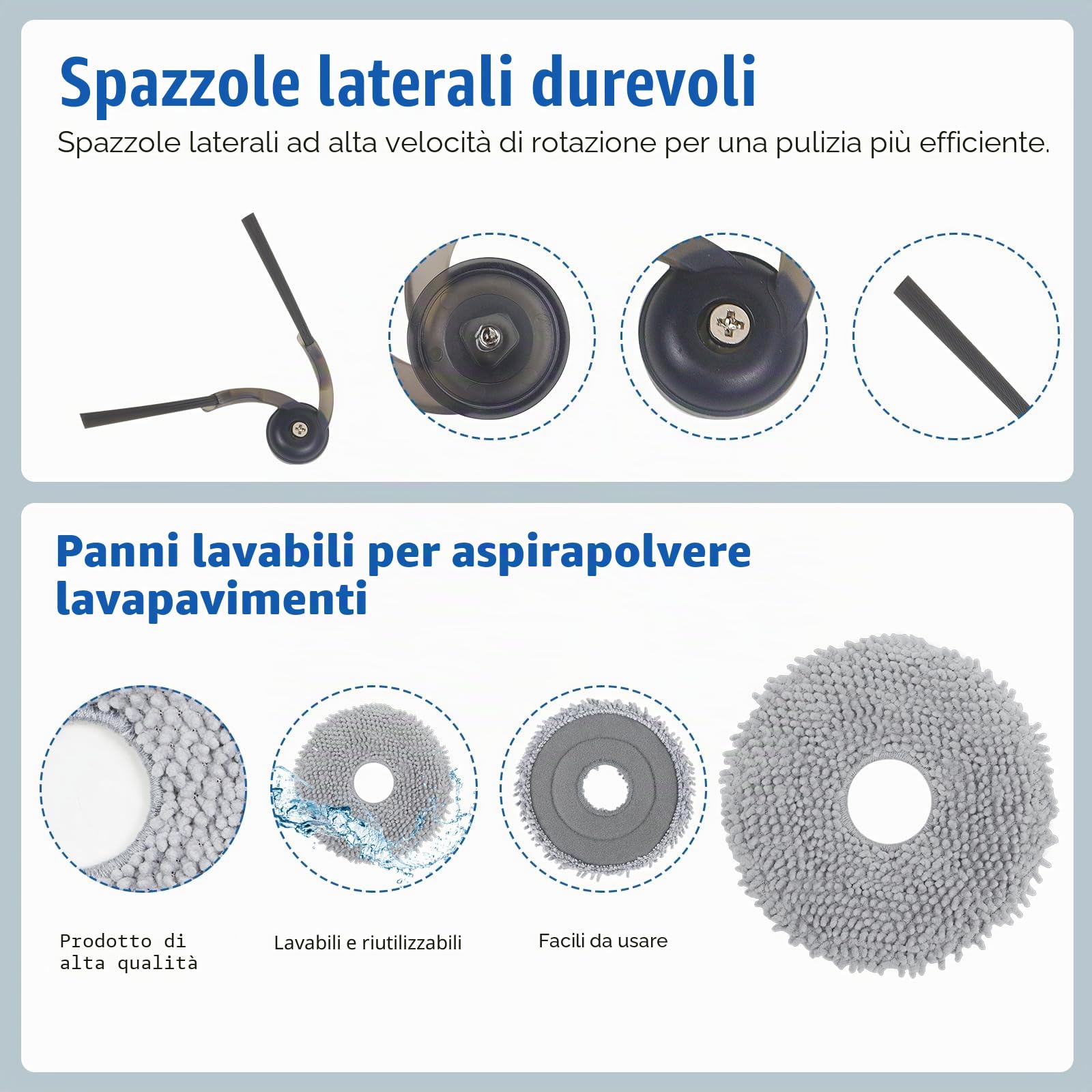 VIEWALL Accessori per Roborock QV 35A/QV 35S/Qrevo S PRO/QR 598/QR 798 Aspirapolvere,1 Spazzola Principale,4 Filtri HEPA,4 Sacchetti per Polvere,4 Panni per la Pulizia,4 Spazzole Laterali,1 Pennello