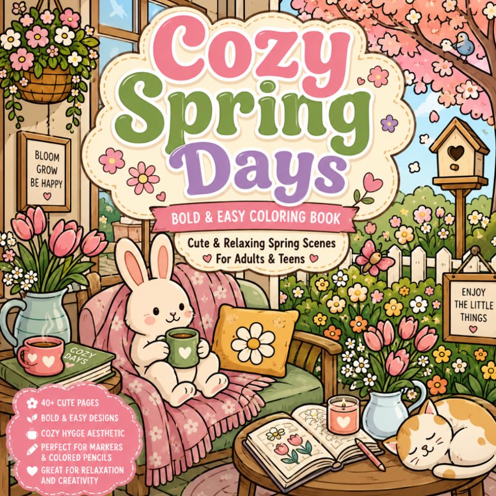 Cozy Spring Days: Cute & Relaxing Spring Scenes For Adults & Teens (Cozy Days)