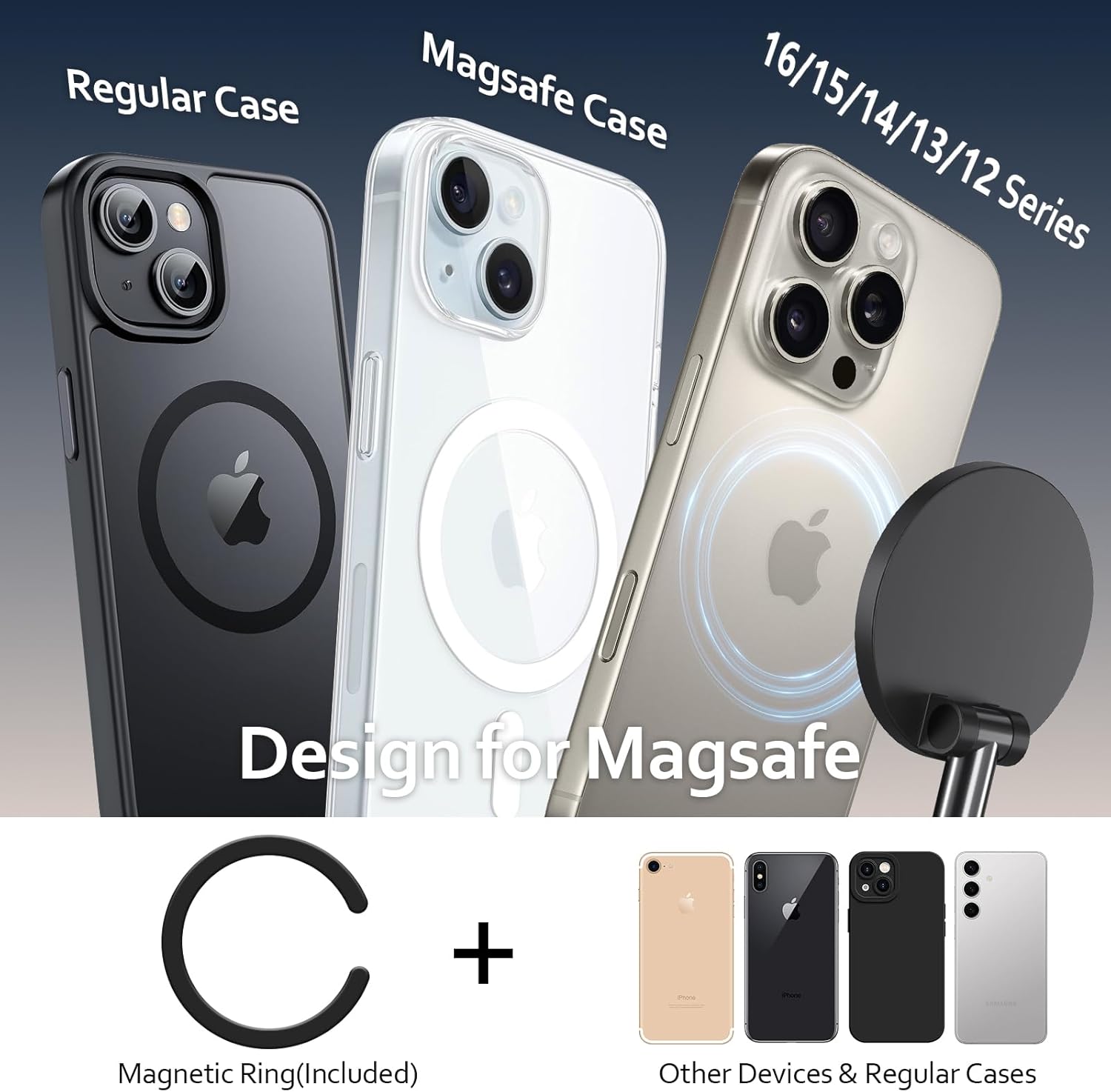 Vacuum Magnetic Phone Holder for You Car 360° Adjustable 96LBS Ultra Suction Cup Car Phone Mount for MagSafe Cell Phone Holders for iPhone 17 Pro Max 16 15 14 13 12 Air Plus (Grey)