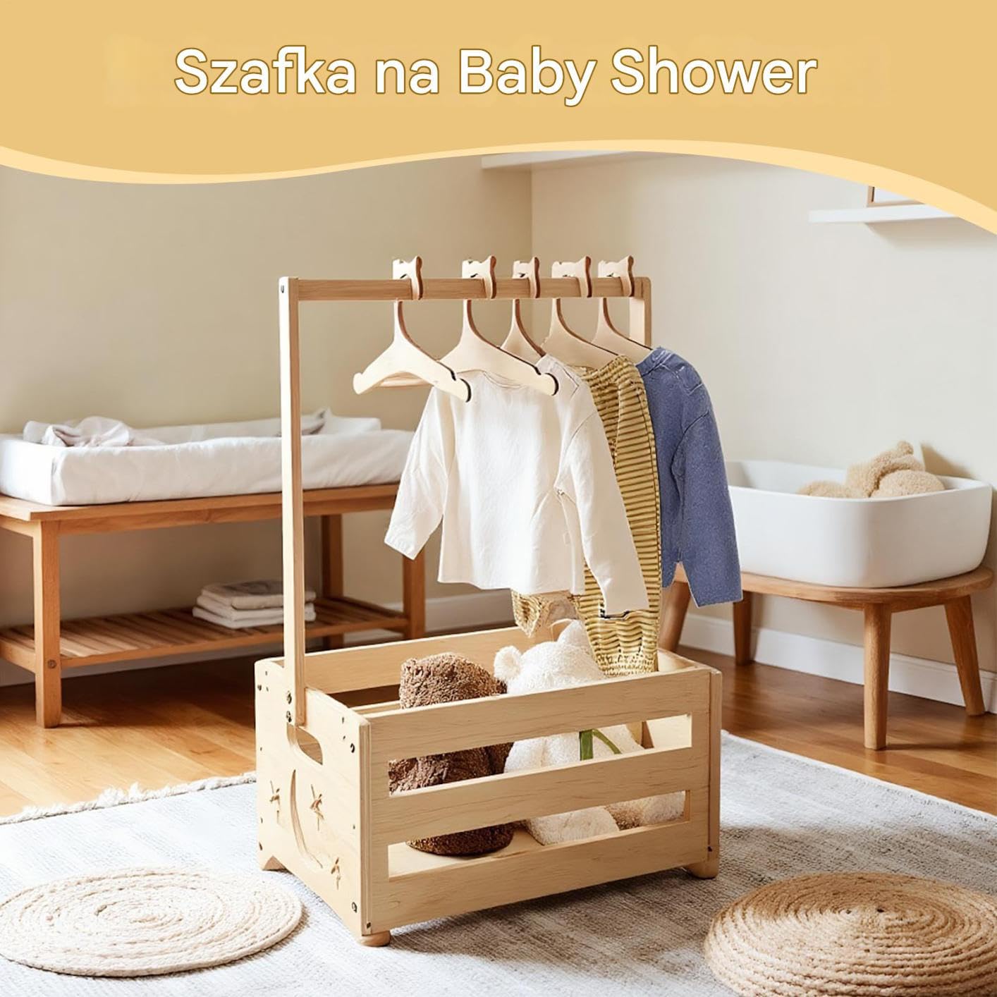 Organizer szafkowy na shower Wieszak, Przechowywanie, Kosz Na Pranie | Kosz Niemowlęcy Do Pokoju Niemowlęcego, Ujawnienia Płci, Salonu, Sypialni, Imprez, Spotkań