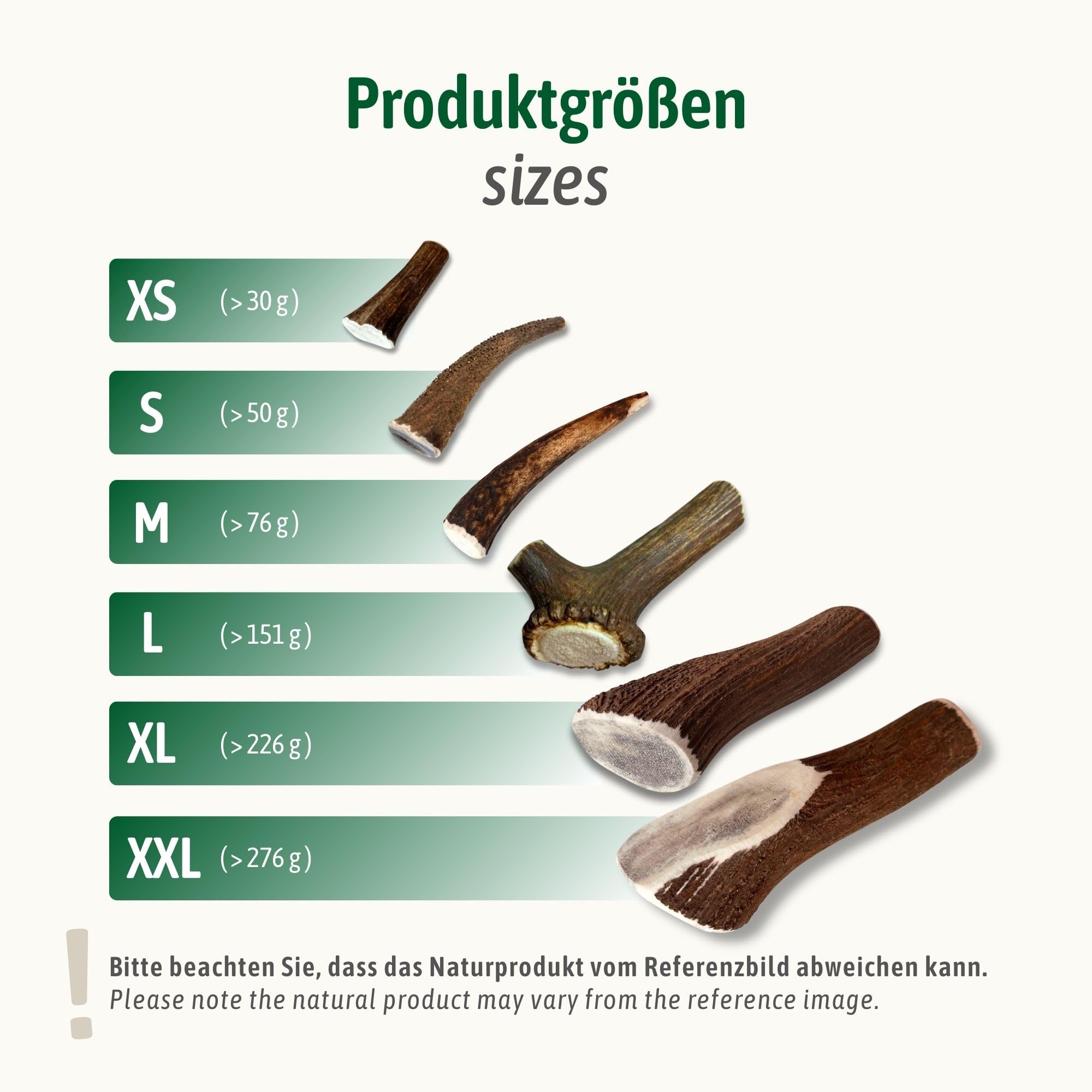ChronoBalance® XS Kaustange für Hunde ganze Stücke als Kauspielzeug: 100% Hirschgeweih für Hunde, Hundespielzeug, Leckerli Zahnpflege, Kausnack, Geweih Kauknochen, Natürlich ohne Zusätze (5er Set)