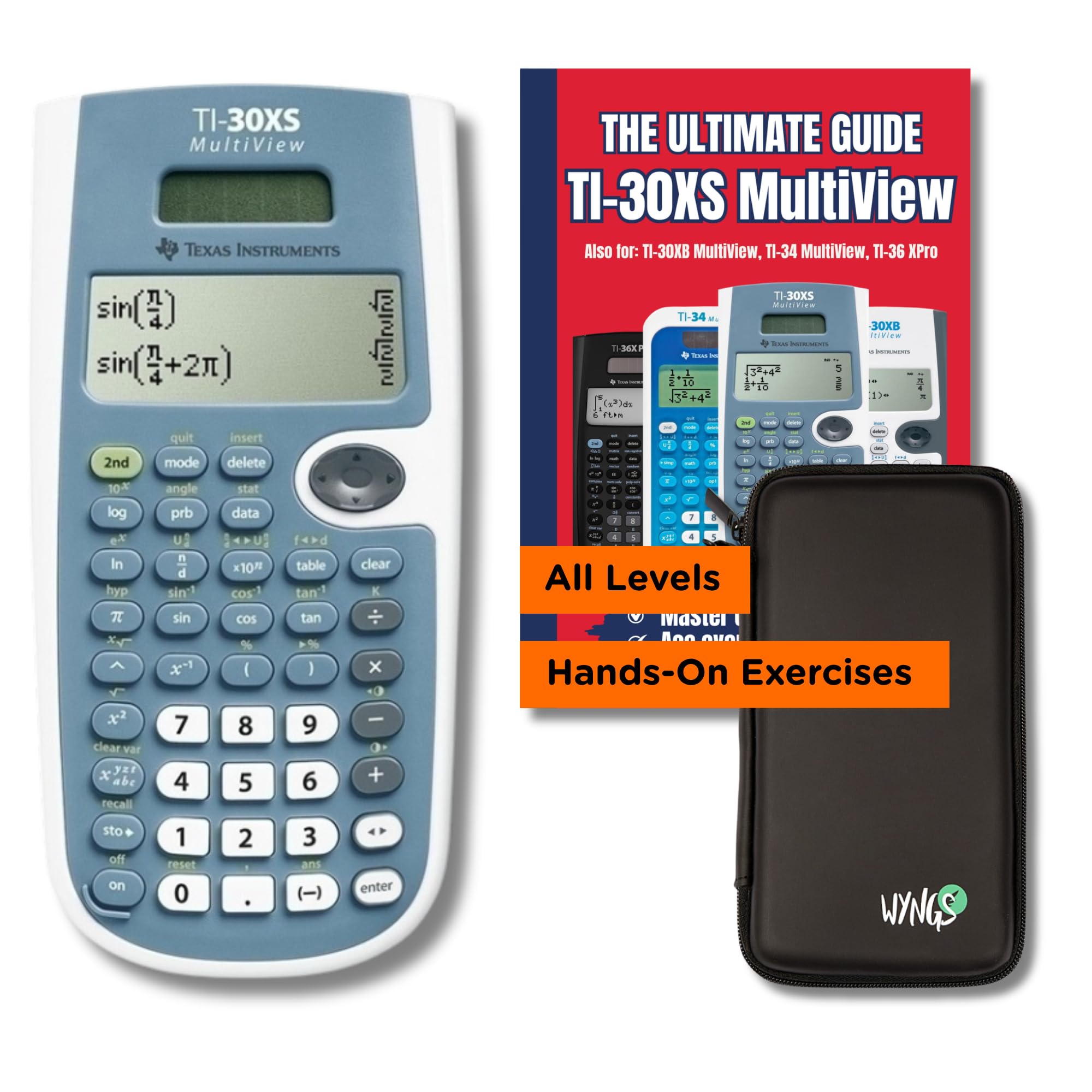 TI-30XS - Calcolatrice scientifica multiview + guida definitiva + custodia protettiva WYNGS