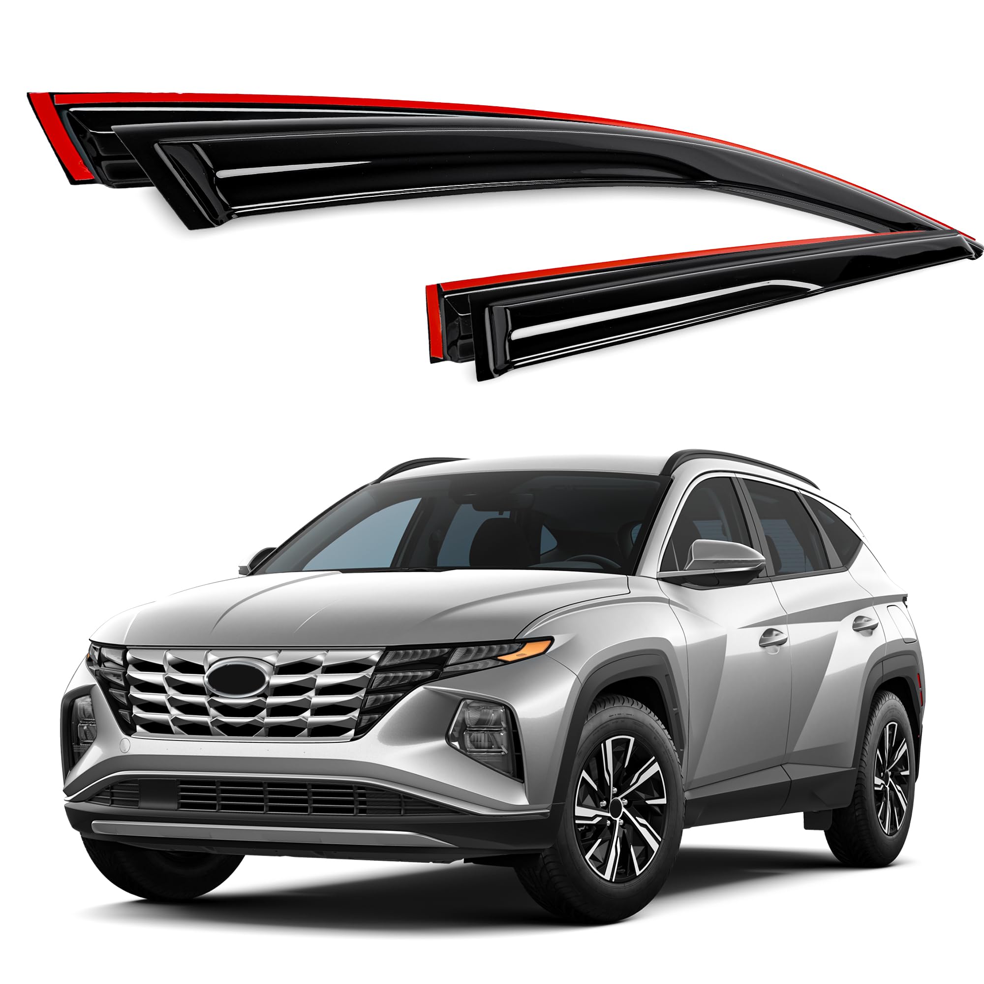 In N Out For 2021-2025 Hyundai Elantra 3D Wavy Mugen Style Window Visors Rain Guards Hyundai Elantra 2022 Accessories - Foto 7