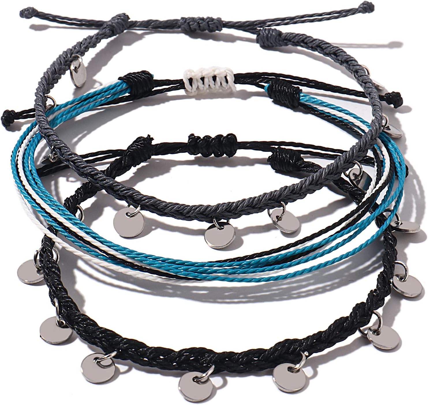 FANCY SHINYString Ankle Bracelets Waterproof Rope Anklets Braided Beach Boho Coin Anklets Cute Friendship Foot Jewelry for Women