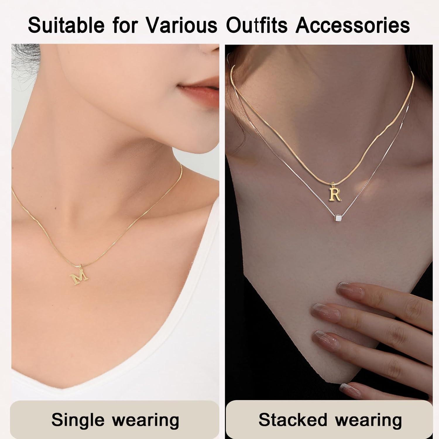 Initial Necklaces,Stylish Personalized Letter Necklace,Tiny A-Z Pendant Choker,Dainty Monogram Name Necklace for Women Gift - Image 4