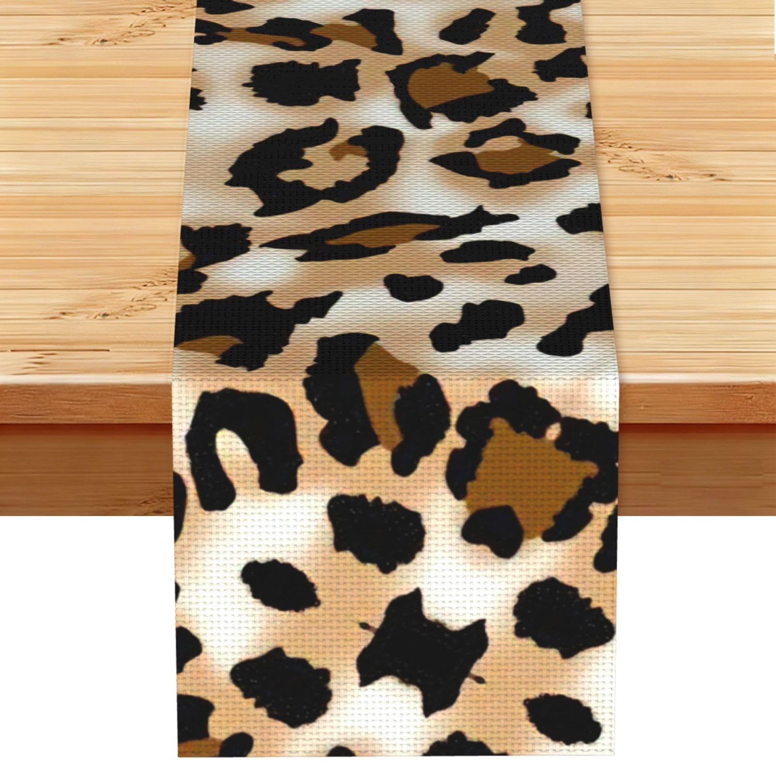 Aacxzff Black Linen Leopard Print Table Runner For Everyday Use,Special Occasions,Wedding Birthday Home Decor