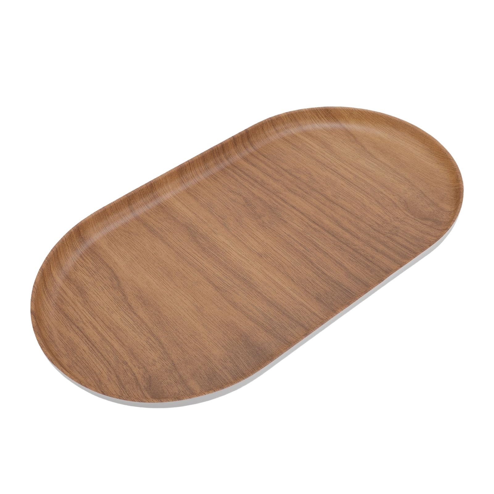 Vassoio da portata in melamina con venature del legno, antiscivolo, lucido, ideale per colazione, tè, caffè, feste, facile da pulire, perfetto accessorio decorativo per la casa