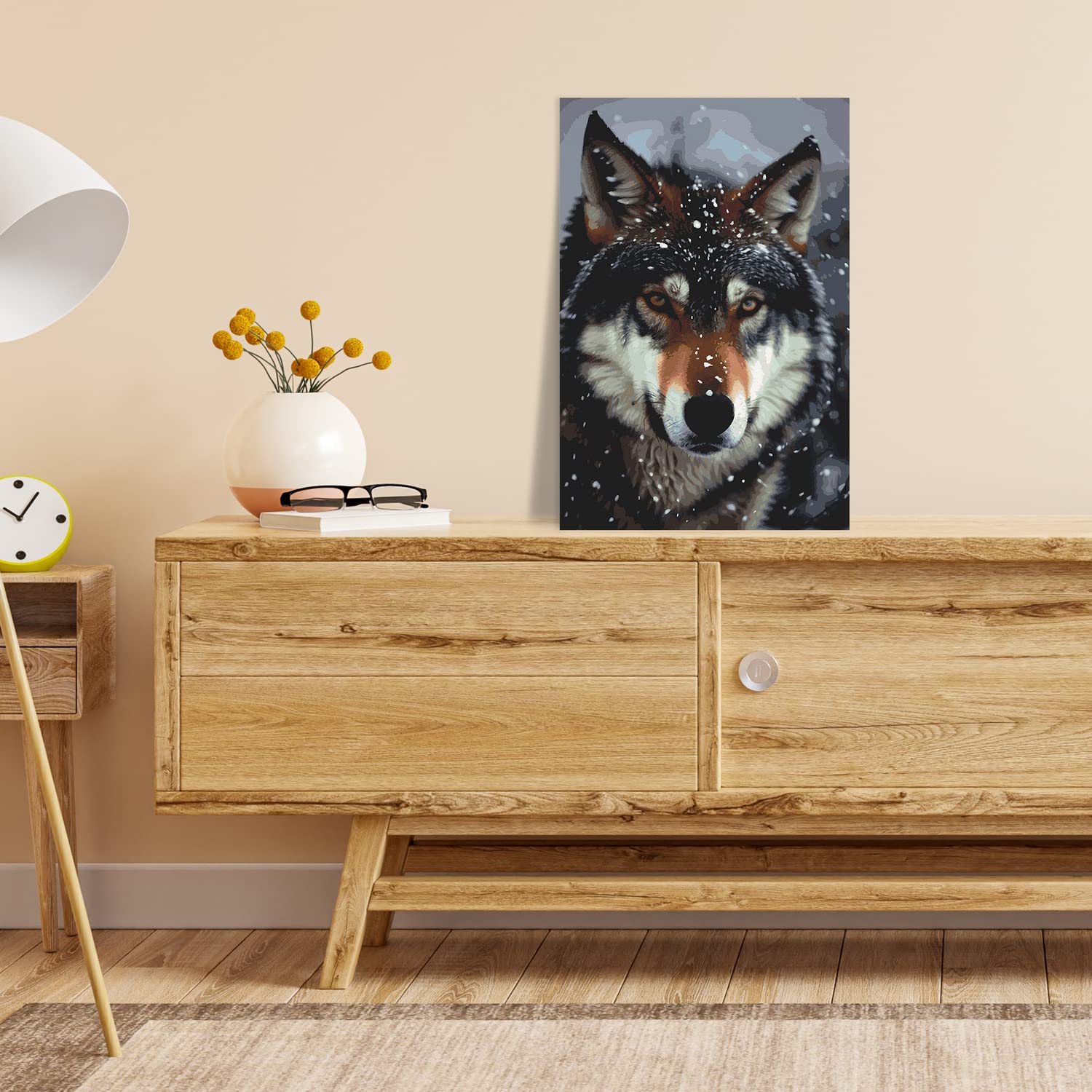 Malen nach Zahlen Erwachsene - Wolf Waldo 90 x 60 cm groß XL Premium-Malset ohne Rahmen, Hergestellt in unserer Produktion in Deutschland, Kreative