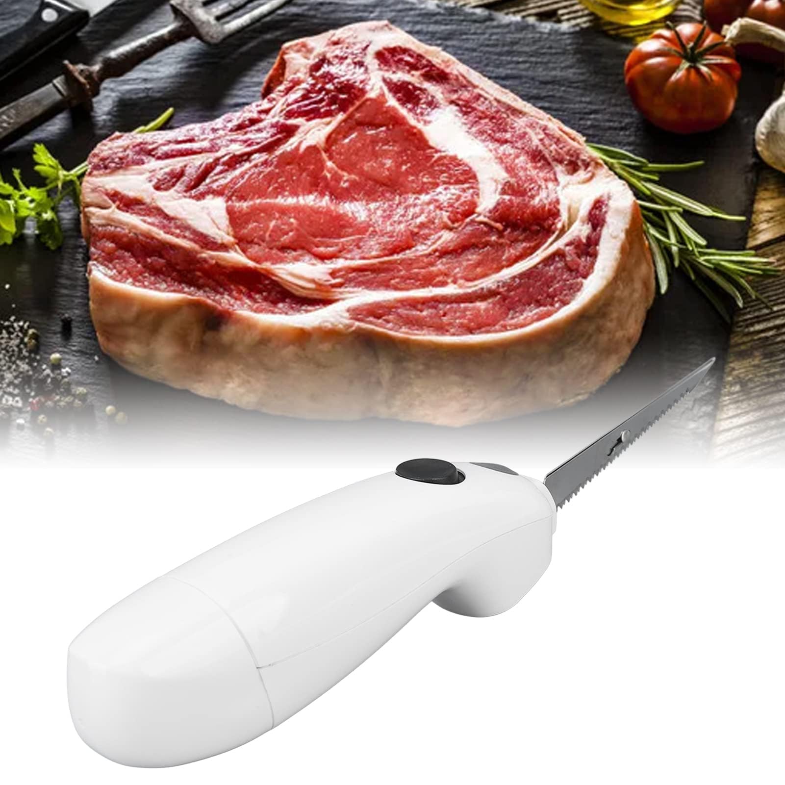 Couteau Électrique Sans Fil - Filet, Steak, Dé - Acier Inoxydable pour Cuisine, Dinde, Pain, Fromage, Légumes
