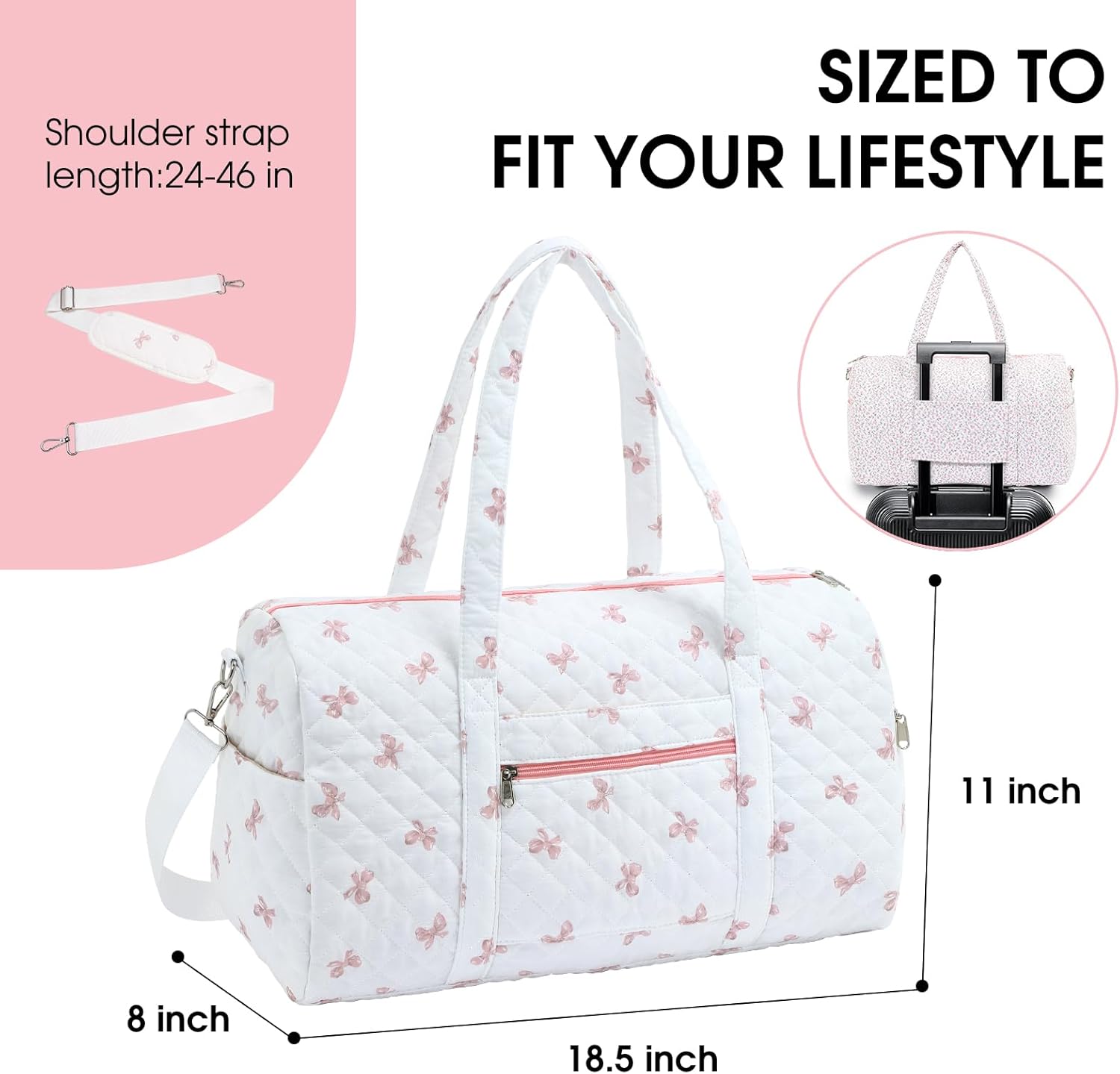 Duffle Bag, Gym Bag for Women, Quilted Duffle Bags, Travel Large Capacity Floral Weekender Bags - Image 2