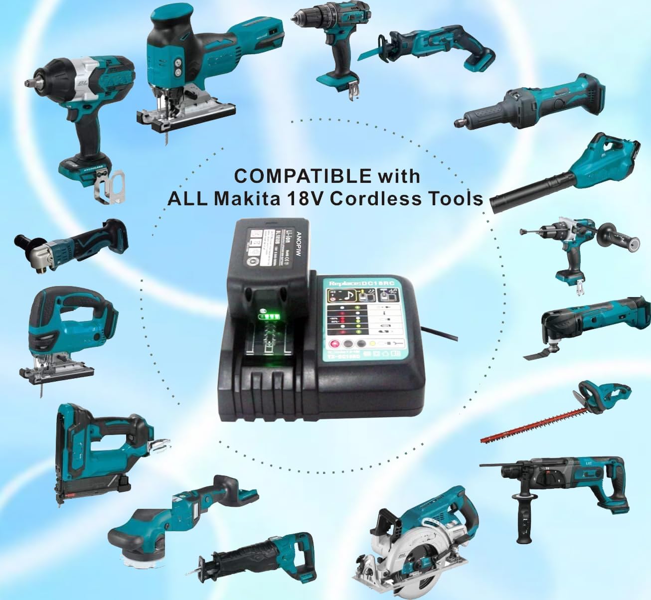 DC18RC Replace Makita Charger DC18RC DC18RD DC18RC DC18RA DC18SD DC18SF to Charge14.4V 18 Volt LXT Lithium-ion Battery BL1815 BL1850 BL1840 BL1830 LXT-400 BL1820 - Image 2