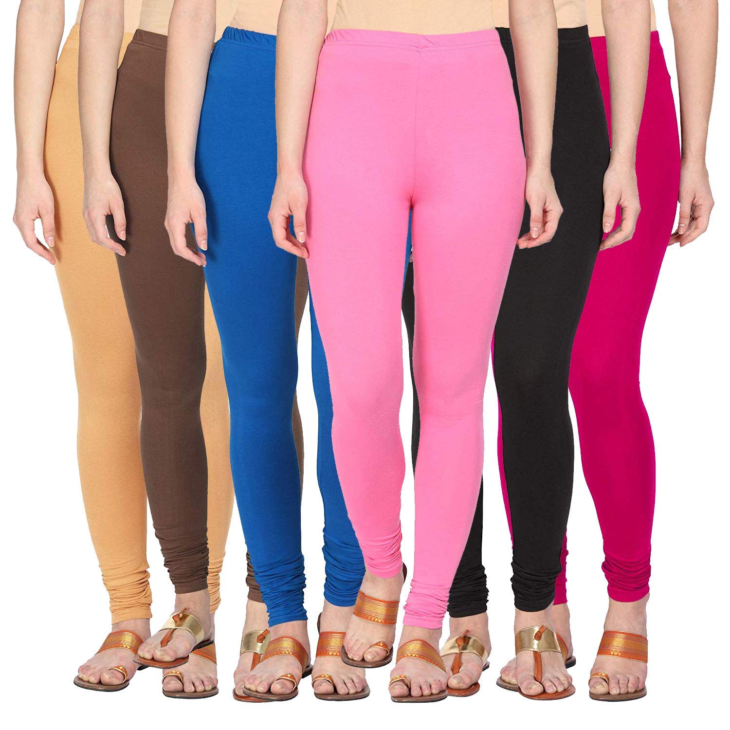 Strechable Cotton Leggings Set for Women's/Girls in Combo (Pack of 6) - Free Size-image-42